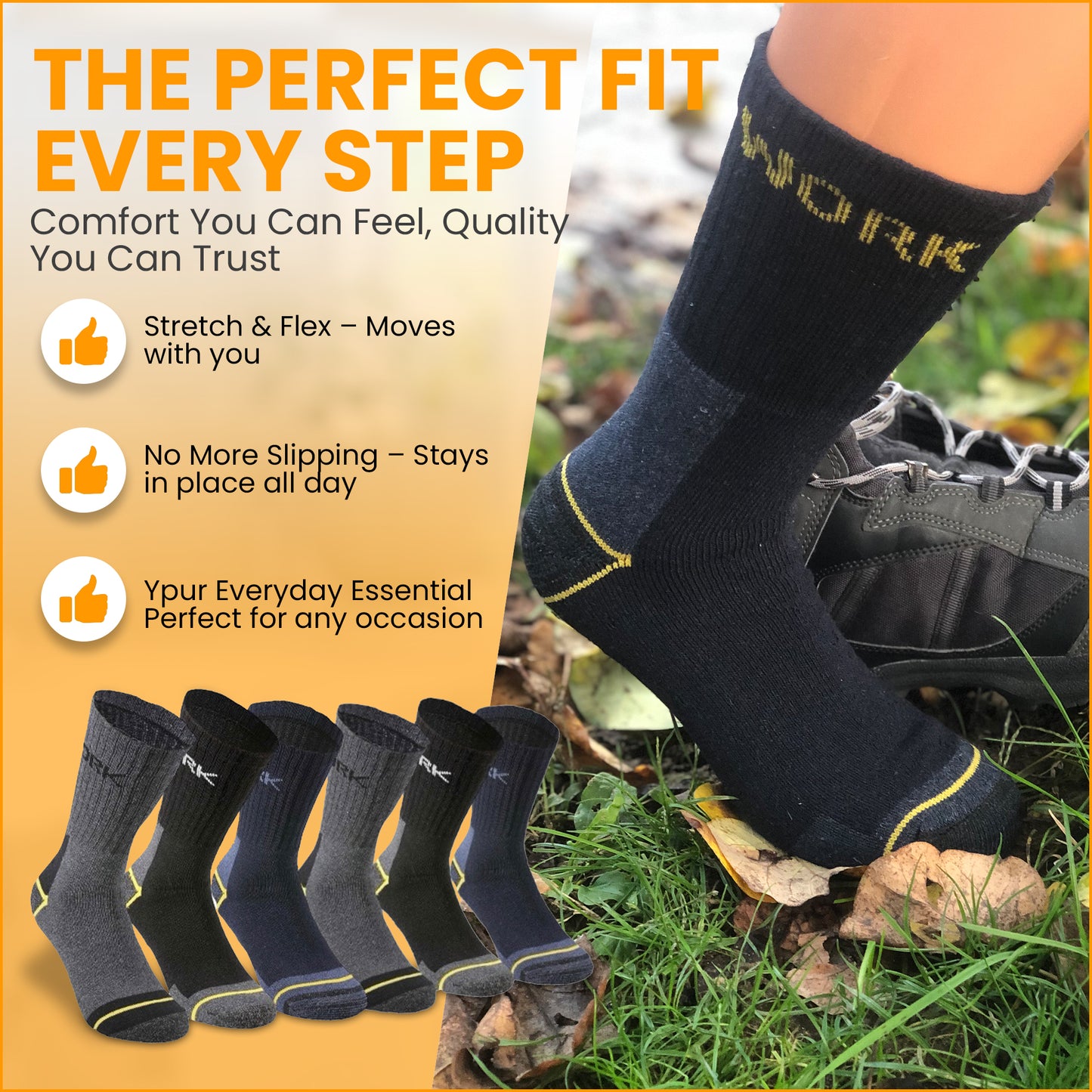 Lucchetti Socks Milano 6 Paia Calze da Lavoro Uomo in Spugna di Cotone Rinforzate Antinfortunistiche Nero o Assortito