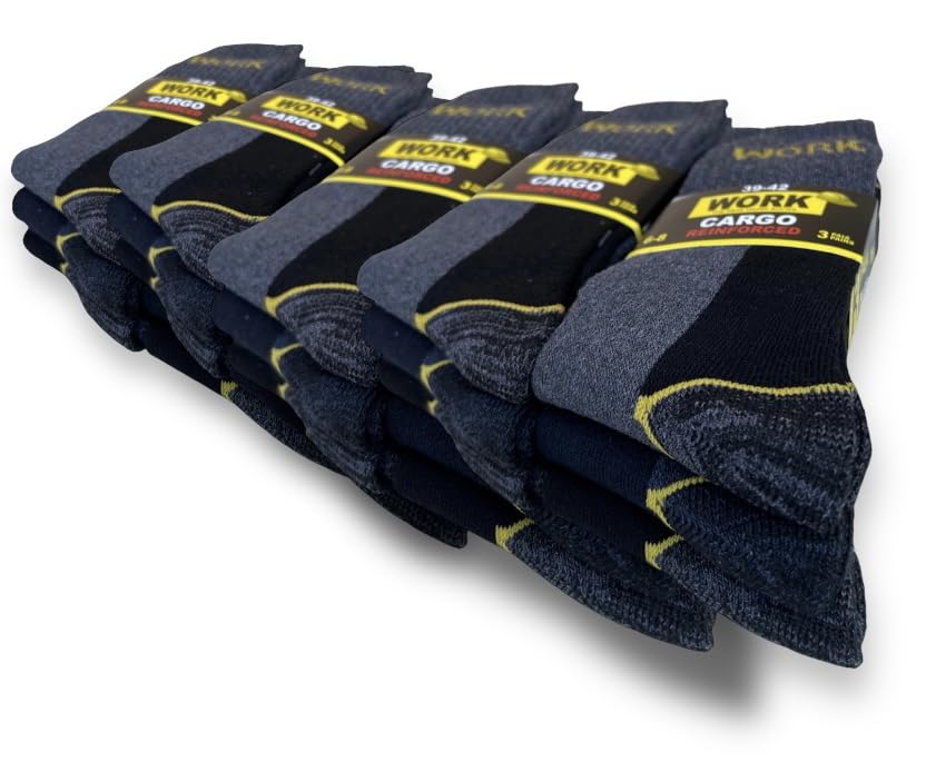 Lucchetti Socks Milano Calze da Lavoro Uomo in Spugna di Cotone Rinforzate Antinfortunistiche Nero o Assortito (43-46, 18 Paia Nero)