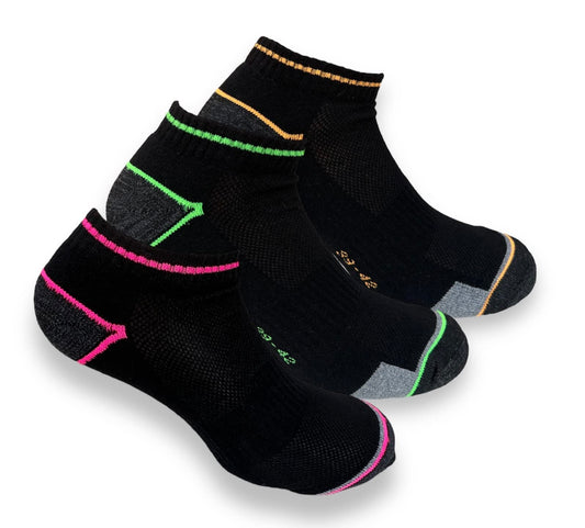 Lucchetti Socks Milano Calzini da Lavoro Donna Fantasmini con Soletta in Spugna di Cotone Colori Fluo Taglie 35-38 e 39-42 Made in Italy