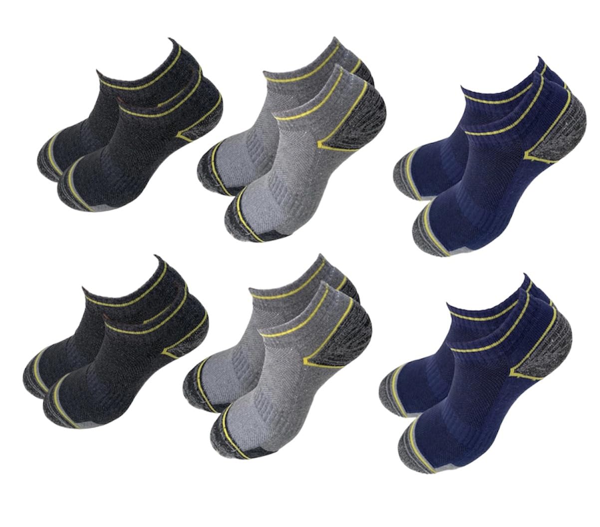 Lucchetti Socks Milano 6 Paia Calze da Lavoro Estive Uomo Corte Fantasmini Uomo Cotone Calzini Uomo Corti alla Caviglia Traspiranti e Rinforzati Soletta in Spugna