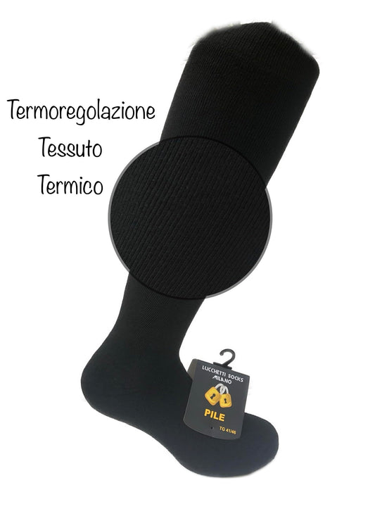 Lucchetti Socks Milano CALZE TERMICHE IN PILE LUNGHE SCI MONTAGNA PESANTI NERO BLU GRIGIO
