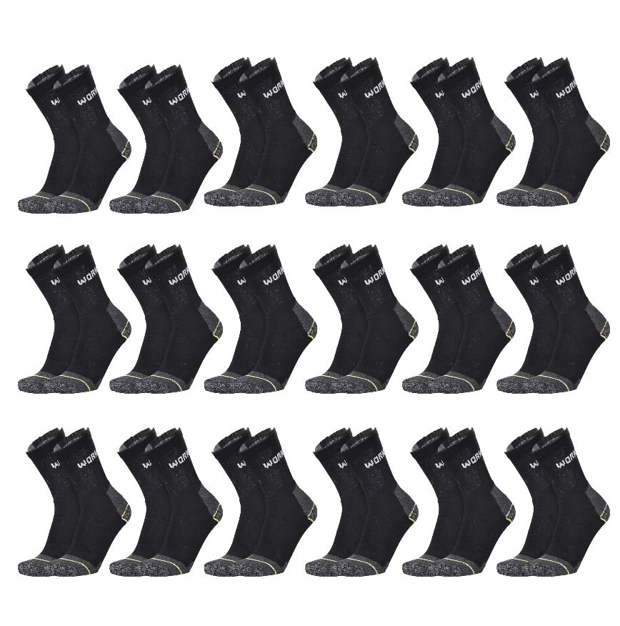 Lucchetti Socks Milano Calze da Lavoro Uomo in Spugna di Cotone Rinforzate Antinfortunistiche Nero o Assortito (43-46, 18 Paia Nero)