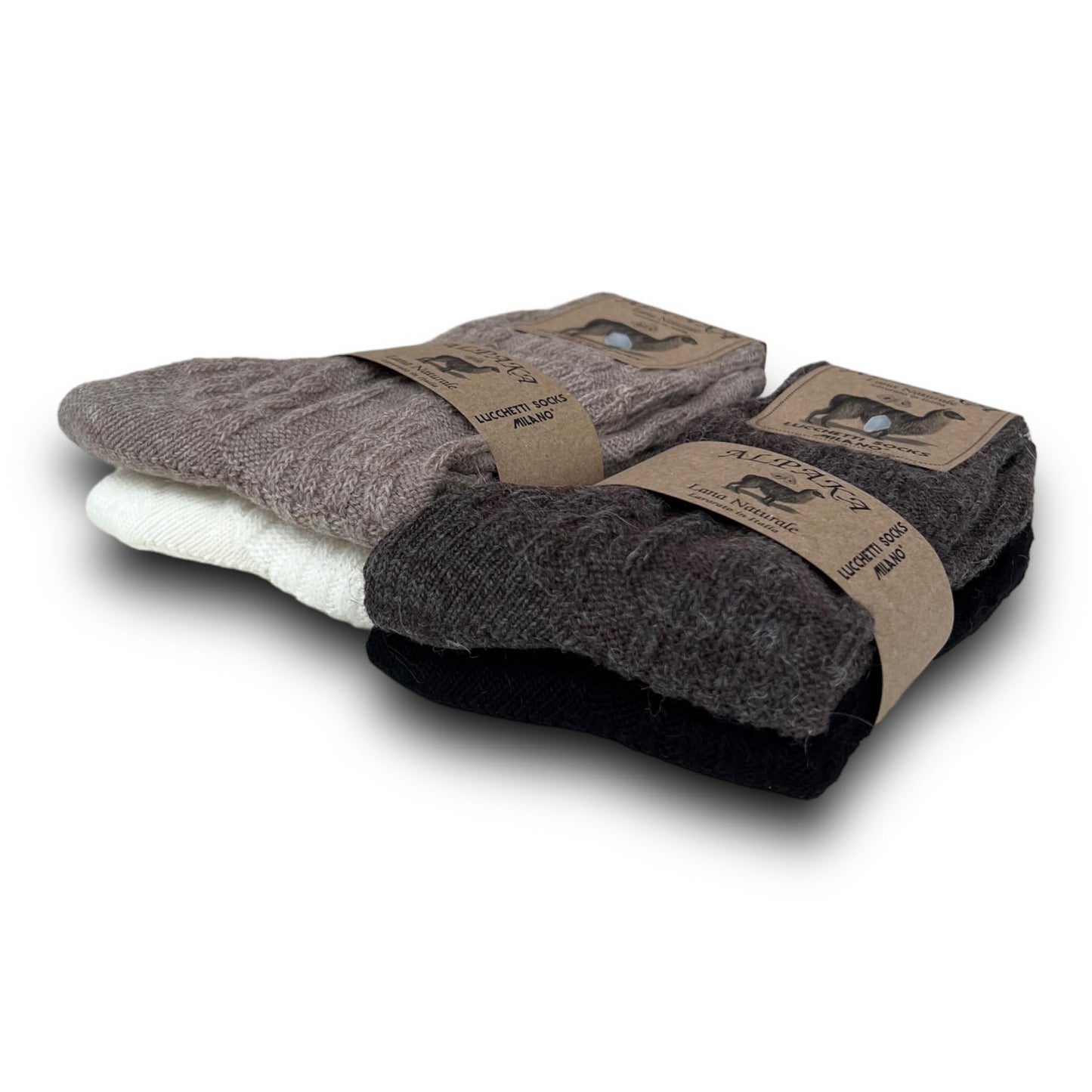 Lucchetti Socks Milano 4 PAIA calze CORTE in misto lana e ALPACA caldissime morbidissime MADE IN ITALY