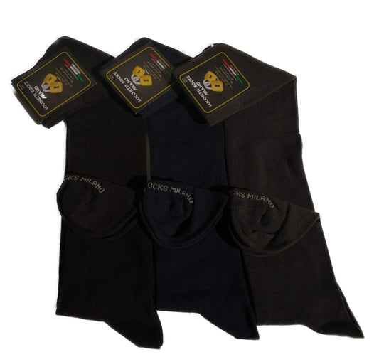 Lucchetti Socks Milano 6 PAIA di calze calzini UOMO LUNGHE caldo cotone ELASTICIZZATE,100% Made in Italy