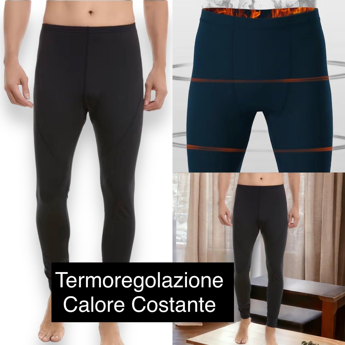 Lucchetti Socks Milano Calzamaglia Termica Uomo Pile -Sottotuta Moto- Pantaloni Termici Uomo Pile- Collant Uomo Invernale - Pantaloni da Lavoro Invernali - Leggins Uomo