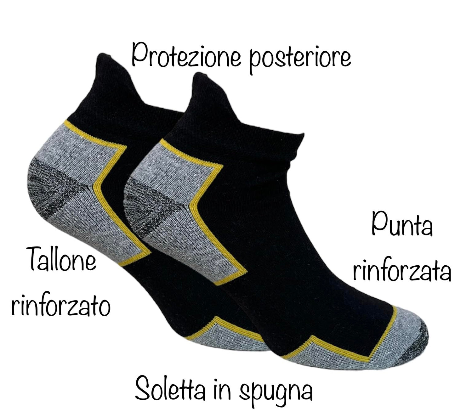 Lucchetti Socks Milano Calze da Lavoro Estive Uomo Corte Fantasmini Uomo Cotone Calzini Uomo Corti alla Caviglia Traspiranti e Rinforzati Soletta in Spugna