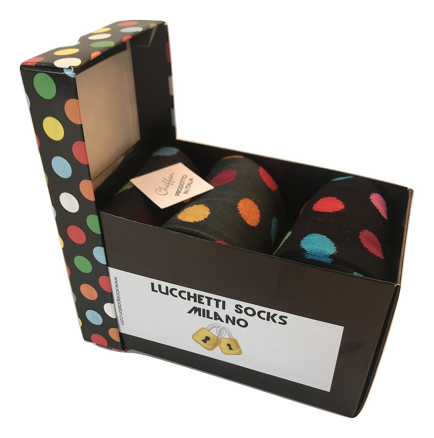 Lucchetti Socks Milano confezione con 3 paia calze fashion colorate di tendenza uomo estive leggere lunghe Taglia Unica (Set Pois Color A)