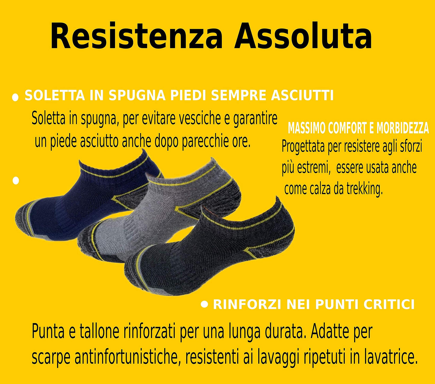 Lucchetti Socks Milano 6 Paia Calze da Lavoro Estive Uomo Corte Fantasmini Uomo Cotone Calzini Uomo Corti alla Caviglia Traspiranti e Rinforzati Soletta in Spugna