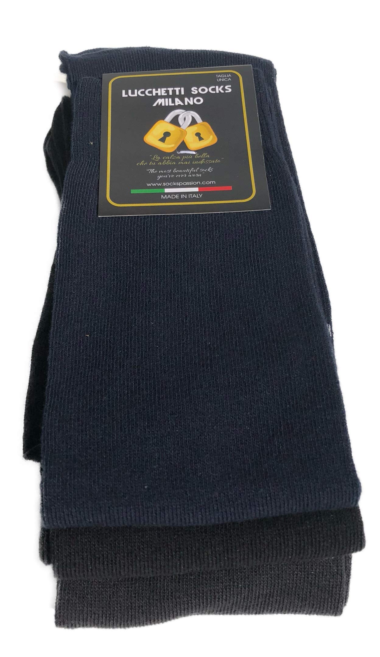 Lucchetti Socks Milano 6 PAIA di calze calzini UOMO LUNGHE caldo cotone ELASTICIZZATE,100% Made in Italy
