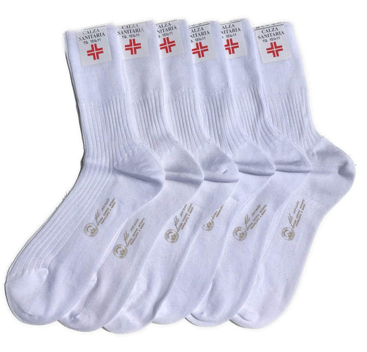 Lucchetti Socks Milano 6 PAIA calze da uomo SANITARIE filo di scozia 100% cotone rimagliate Made in Italy