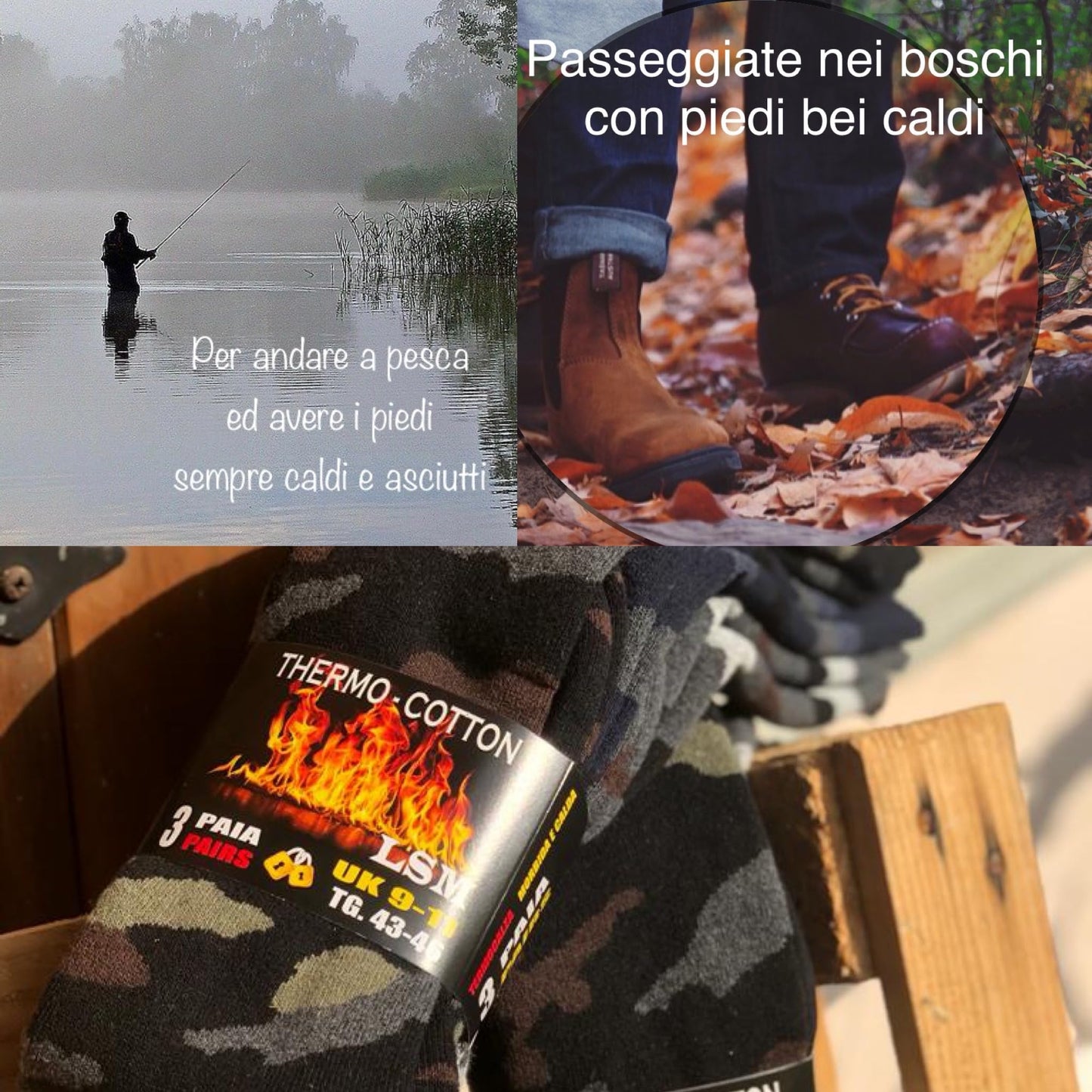 Lucchetti Socks Milano 6 PAIA Calze Termiche Lunghe calzini UOMO Lunghi in COTONE FELPATO termico Pesanti Spugna