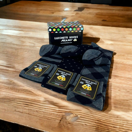 Lucchetti Socks Milano SET 3 PAIA DI CALZE UOMO LUNGHE CALDO COTONE COLORATE TENDENZA POIS FANTASIA FASHION MADE IN ITALY