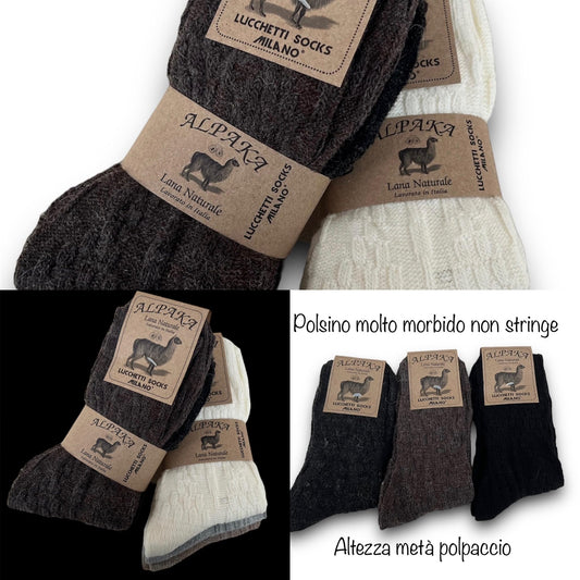 Lucchetti Socks Milano 4 PAIA calze CORTE in misto lana e ALPACA caldissime morbidissime MADE IN ITALY
