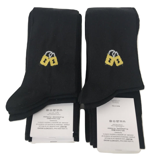 Lucchetti Socks Milano 6 paia calze uomo lunghe estive in tinta unita, cotone mercerizzato fresco e leggero Made in Italy (Nero)