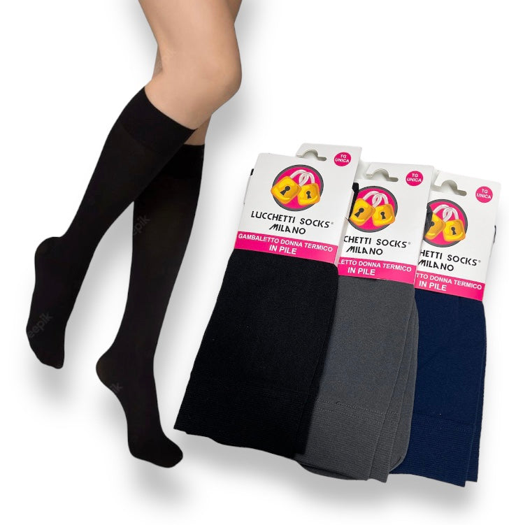 3 Paia Gambaletti Termici Donna Pile Microfibra Caldi Invernali