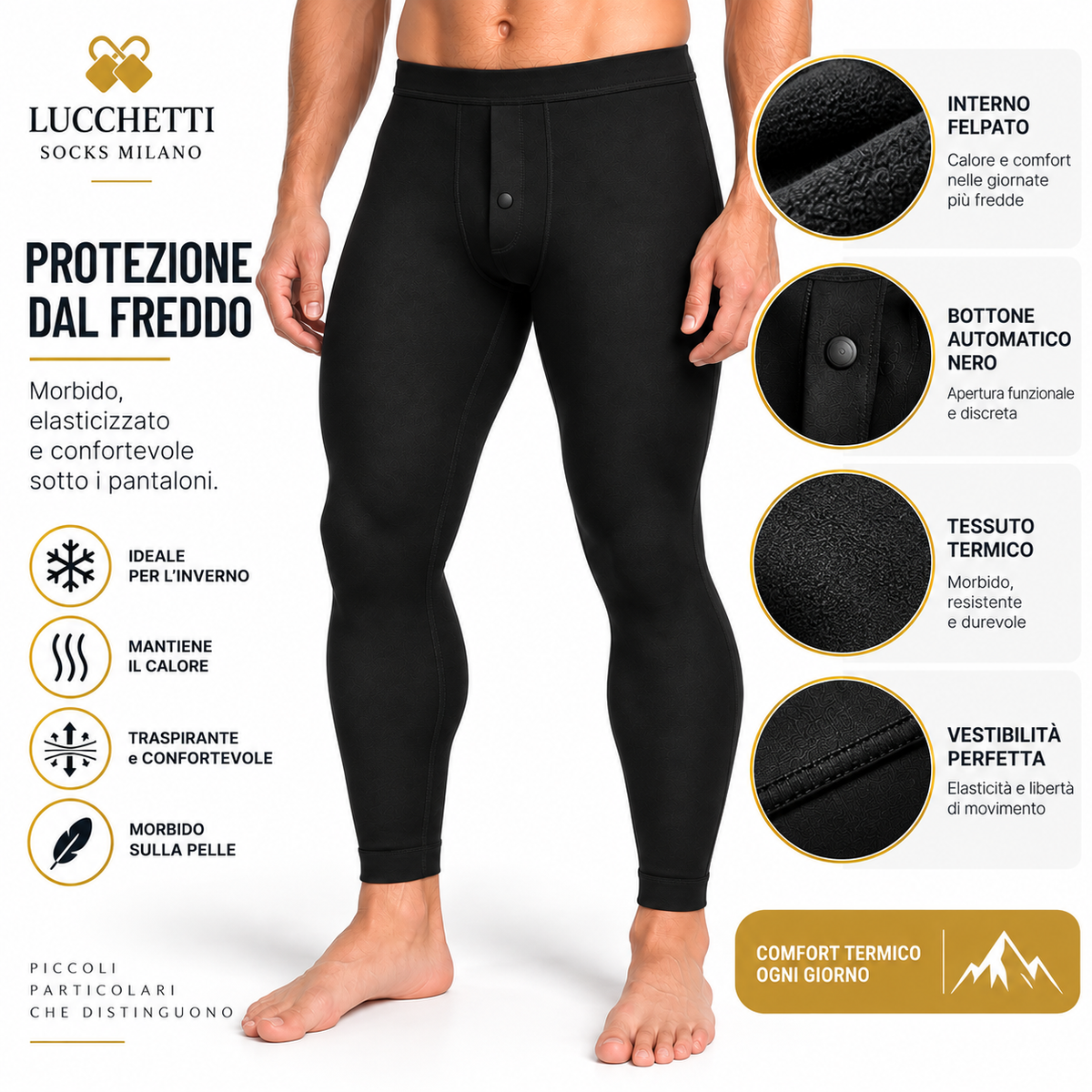 Calzamaglia Termica Uomo in Pile Calda per Moto Sci Outdoor Inverno