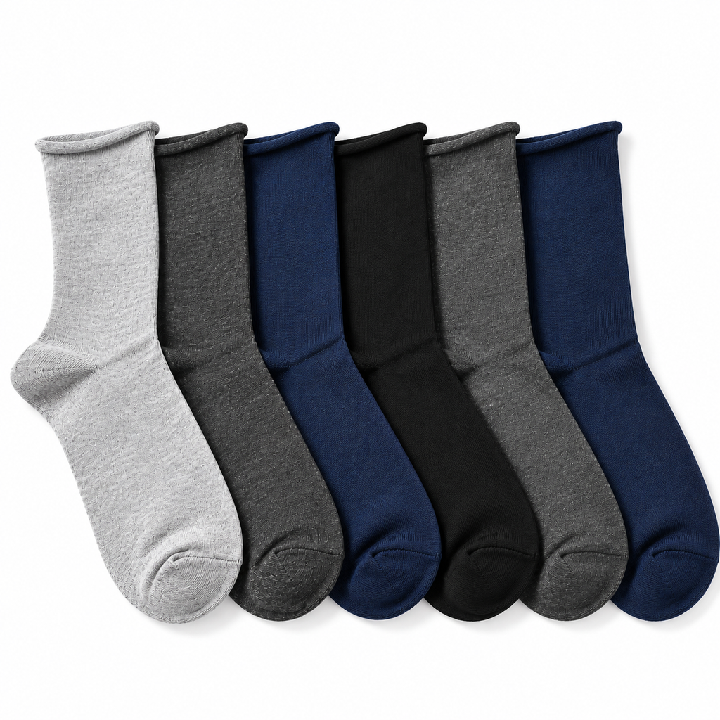 6 Paia Calze Sanitarie Uomo Caldo Cotone Senza Elastico Made in Italy