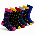 6 Paia Calze Uomo Corte Caldo Cotone Fantasia Colorate Made in Italy