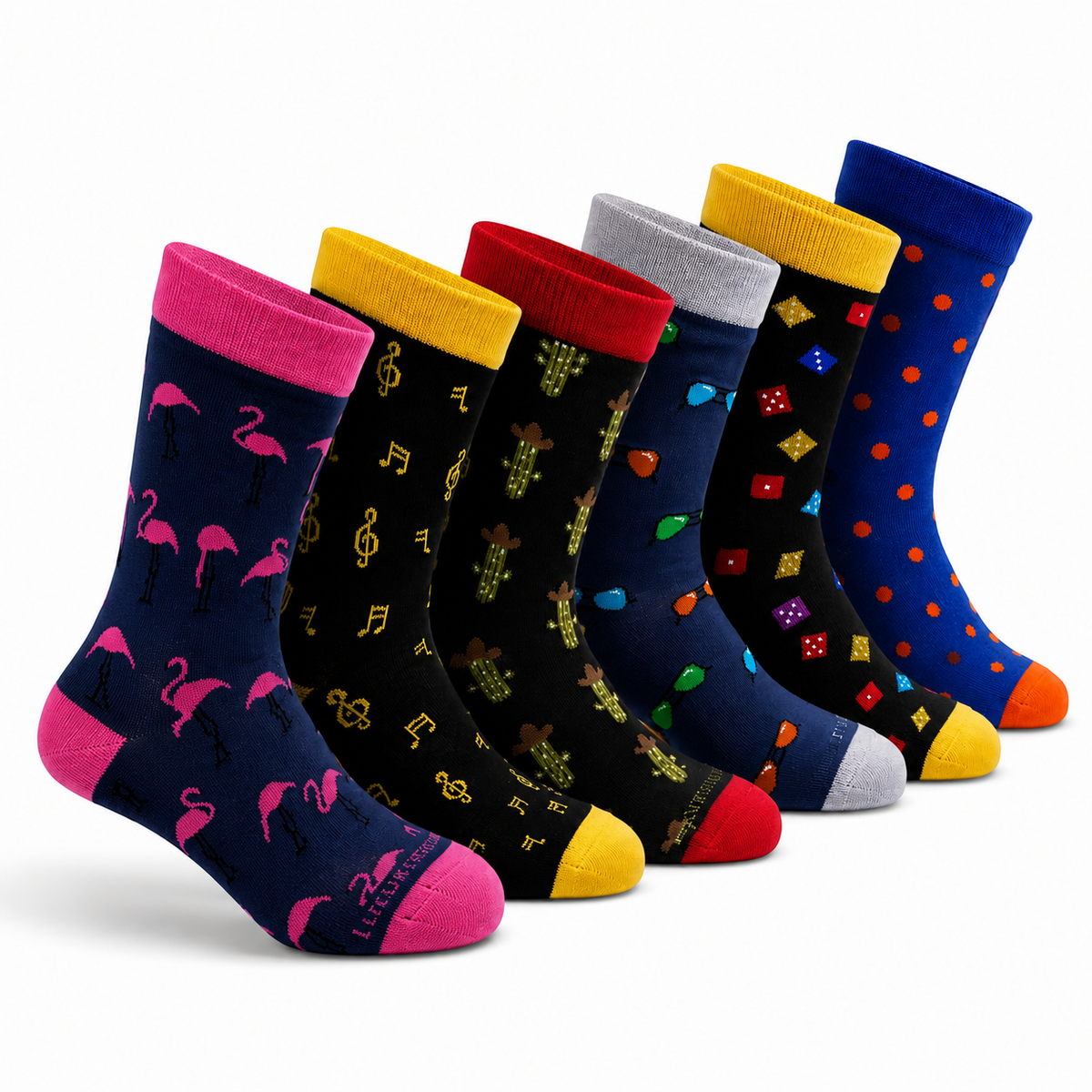 6 Paia Calze Uomo Corte Caldo Cotone Fantasia Colorate Made in Italy