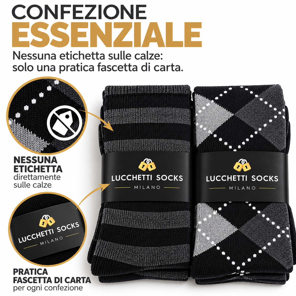 6 Paia Calze Uomo Lunghe Caldo Cotone Fantasia Colorate Made in Italy