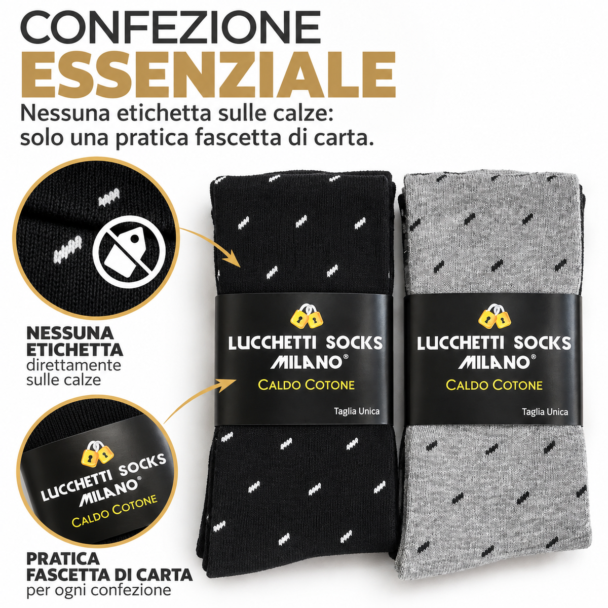 6 Paia Calze Uomo Lunghe Caldo Cotone Fantasia Colorate Made in Italy
