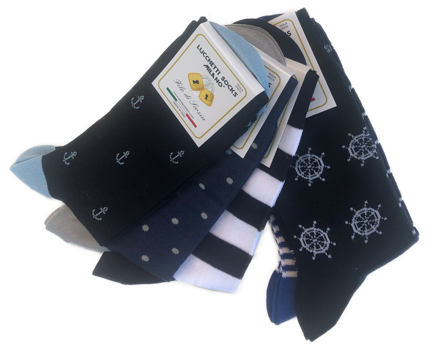 6 Paia Lucchetti Socks Milano Calze Uomo CORTE In Cotone Filo Di Scozia Elasticizzato Estive In Fantasia