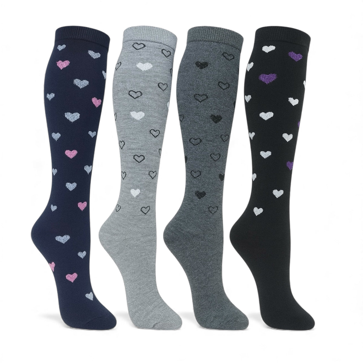 4 Paia Calze Donna Lunghe Caldo Cotone Fantasia Colorate Made in Italy