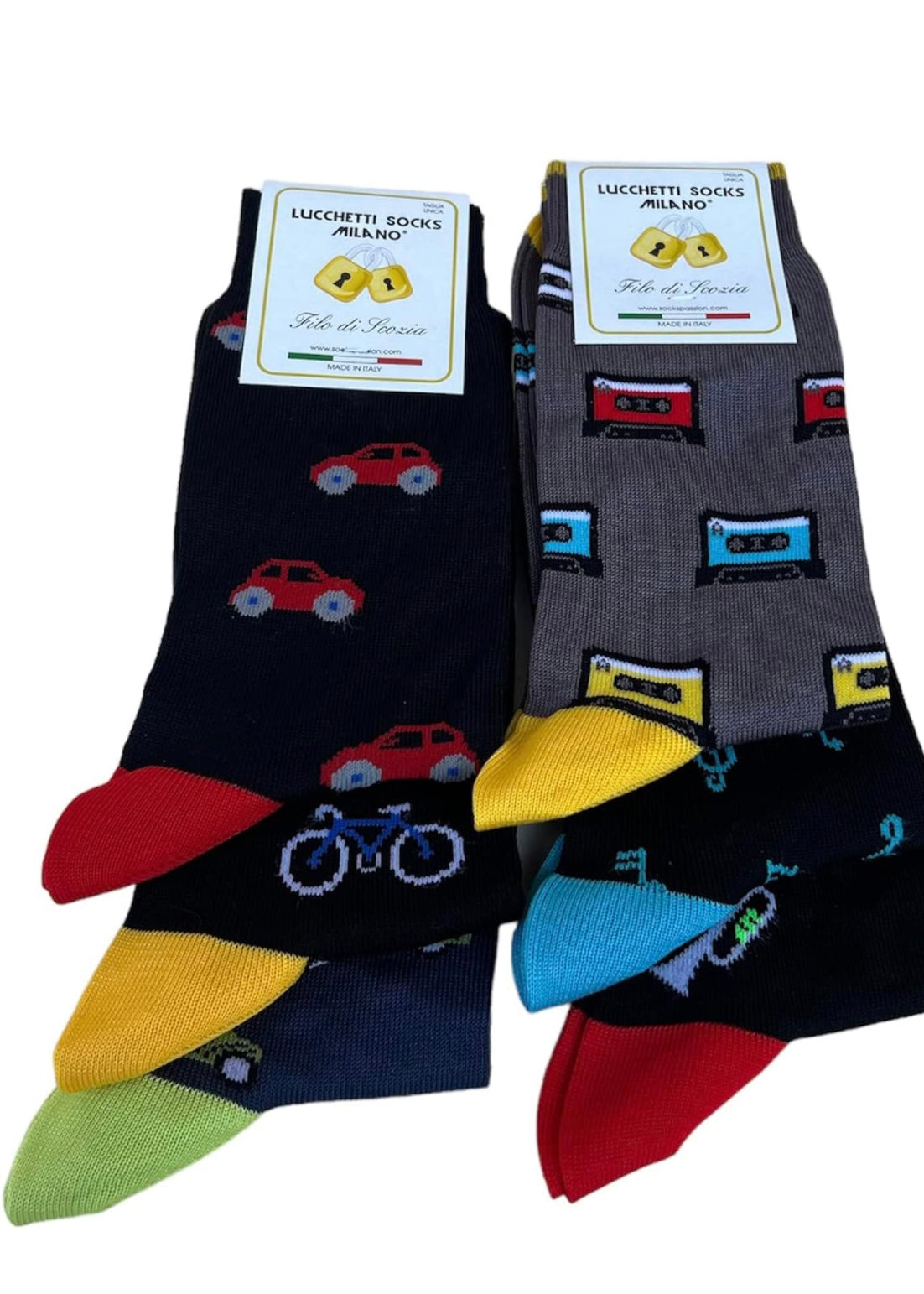 6 Paia Lucchetti Socks Milano Calze Uomo CORTE In Cotone Filo Di Scozia Elasticizzato Estive In Fantasia