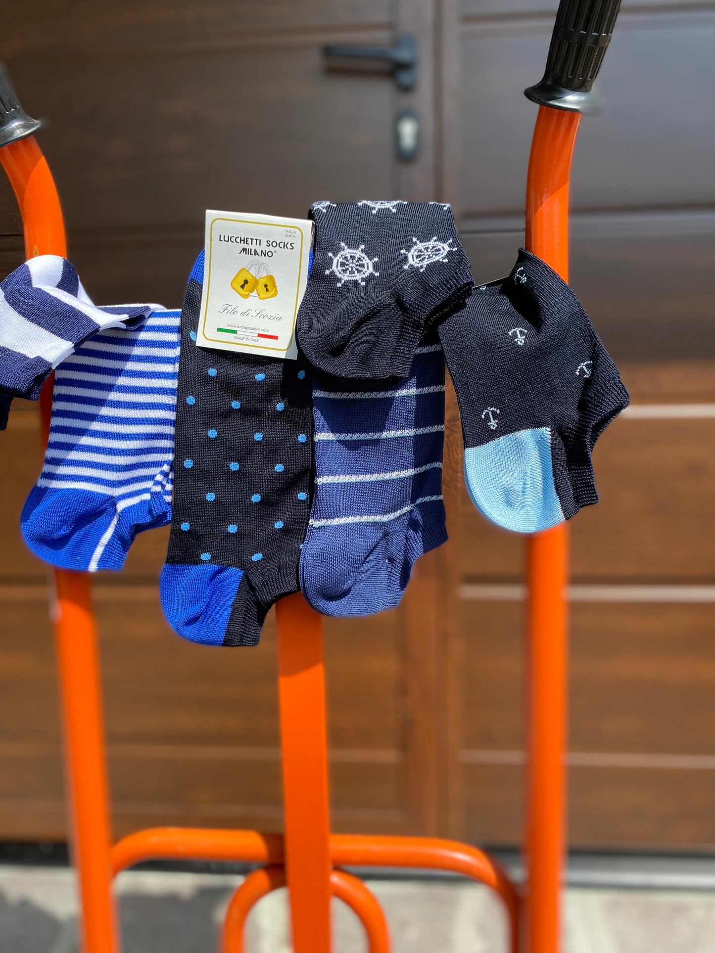 6 Paia Lucchetti Socks Milano Fantasmini Uomo Cotone Colorati Fantasia Filo Di Scozia Pois Disegni Calzini Corti Alla Caviglia Made In Italy