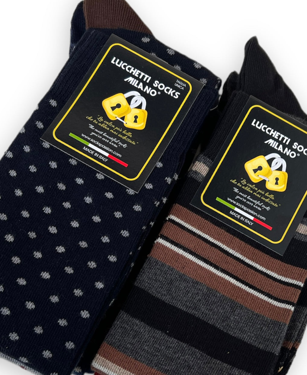 6 Paia di calze uomo lunghe caldo cotone colorate tendenza pois fantasia fashion Made in Italy Set Trapezio