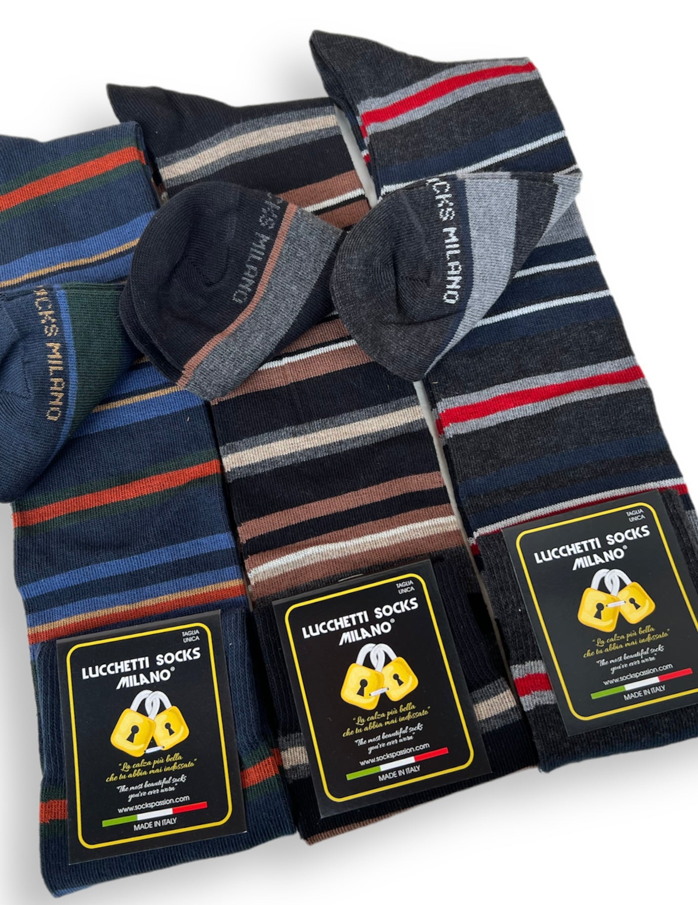 6 Paia di calze uomo lunghe caldo cotone colorate tendenza pois fantasia fashion Made in Italy Set Trapezio