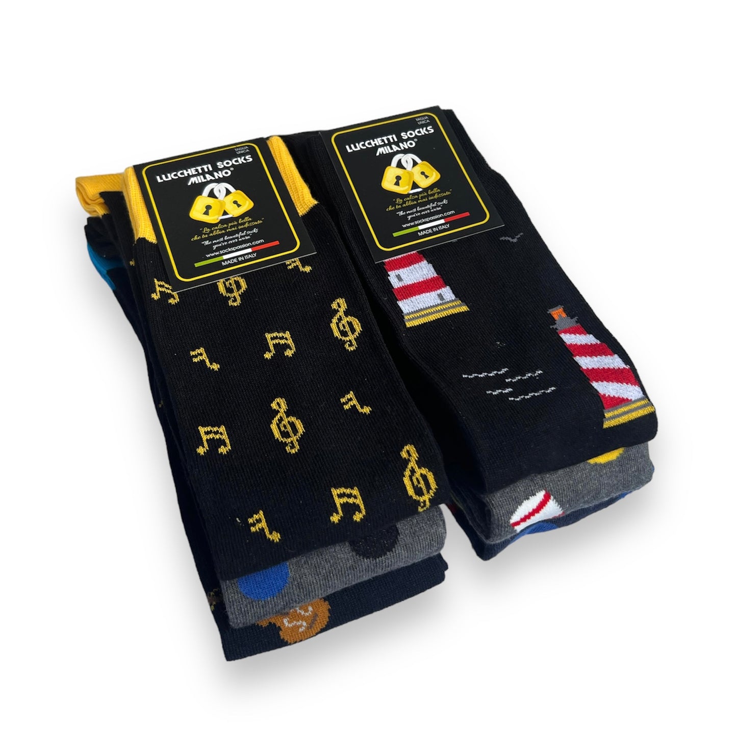 6 Paia di calze uomo lunghe caldo cotone colorate tendenza pois fantasia fashion Made in Italy Set Faro