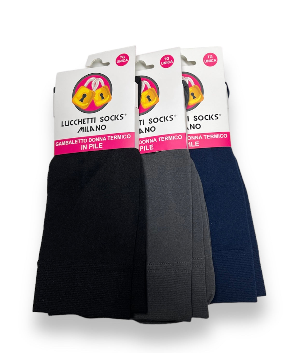 Lucchetti Socks Milano 3 Paia Gambaletti Termici Donna Invernali in Pile mIcrofibra Gambaletti Invernali Lunghi Calzettoni Calze Termiche Tempo Libero