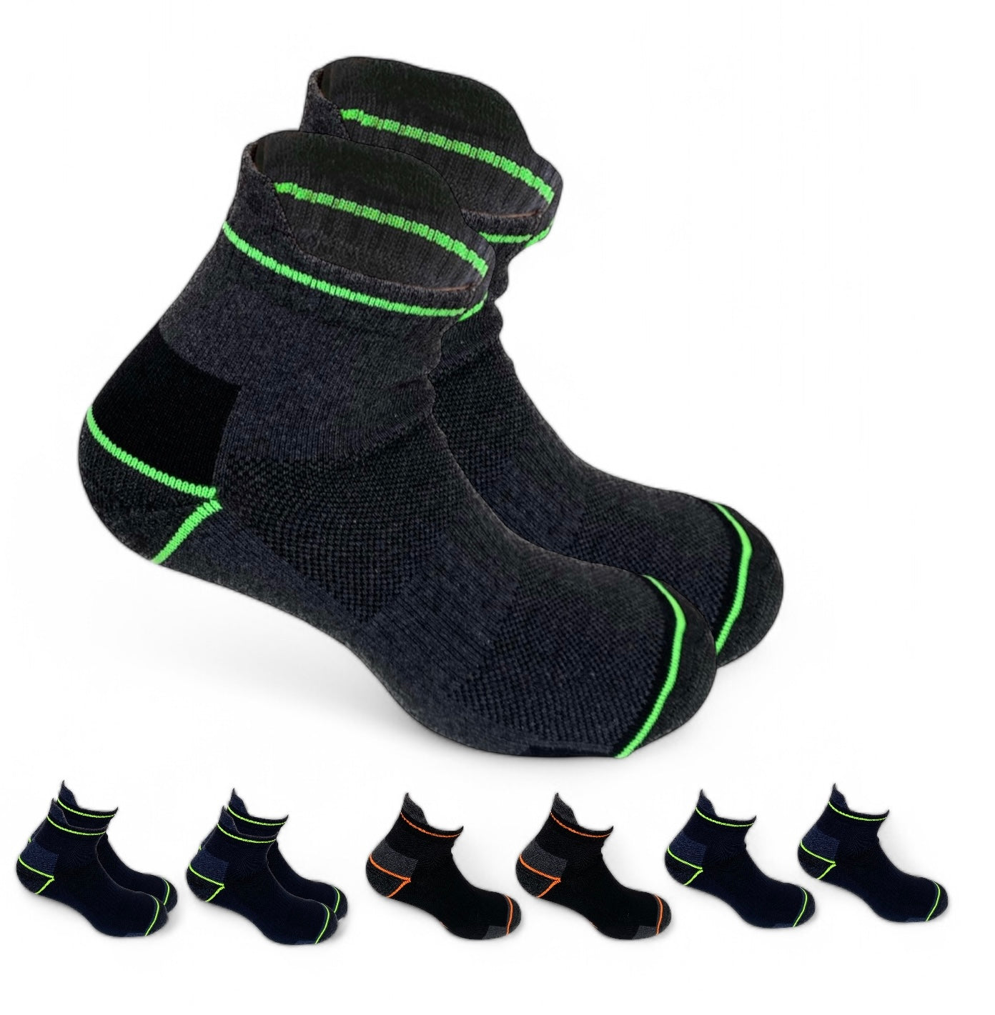 Lucchetti Socks Milano Calze da lavoro altezza caviglia cotone 6 PAIA rinforzate punta e tallone per scarpe antinfortunistiche alta resistenza