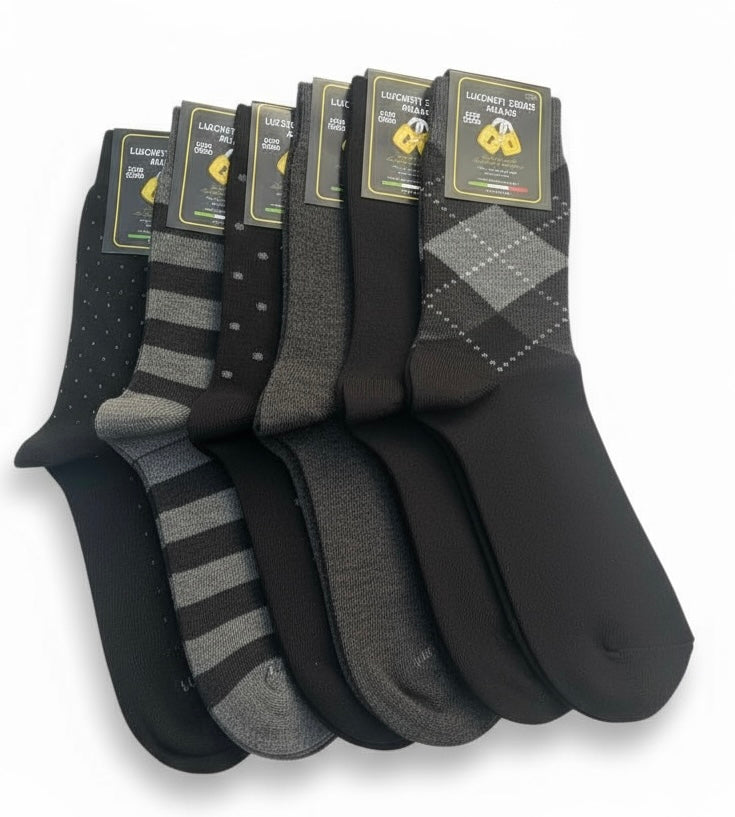 Lucchetti Socks Milano 6 Paia di Calze Uomo Corte Caldo Cotone Colorate Tendenza Pois Fantasia Fashion Made in Italy