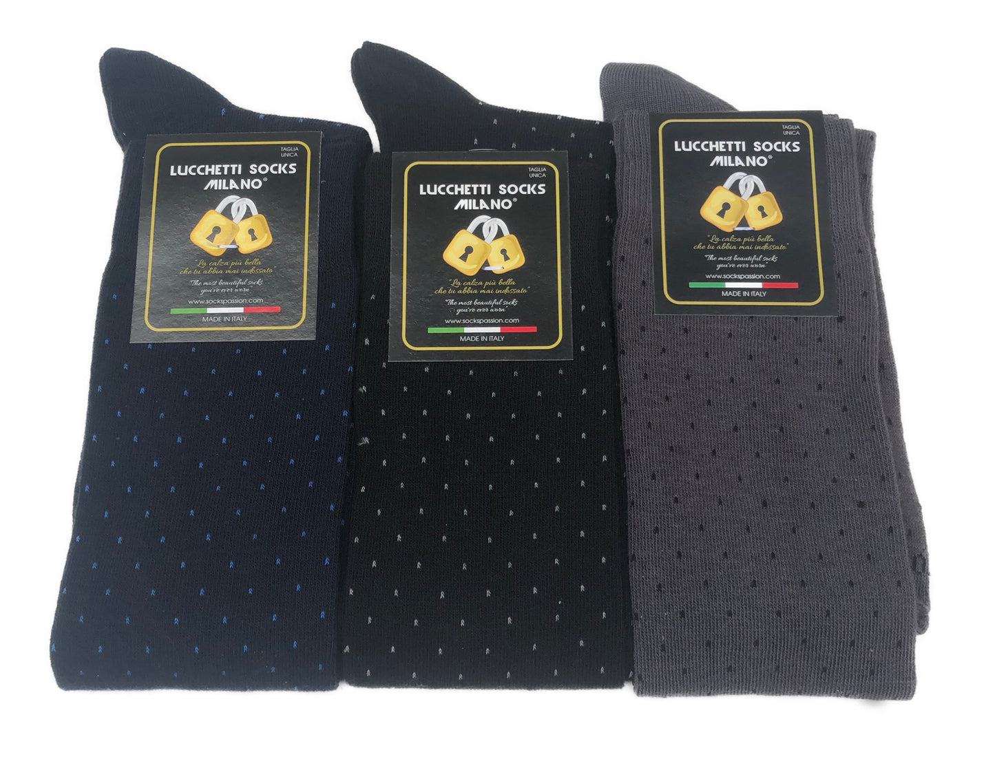 Set da 6 Paia di calze uomo lunghe caldo cotone colorate tendenza pois fantasia fashion Made in Italy Set Elegance