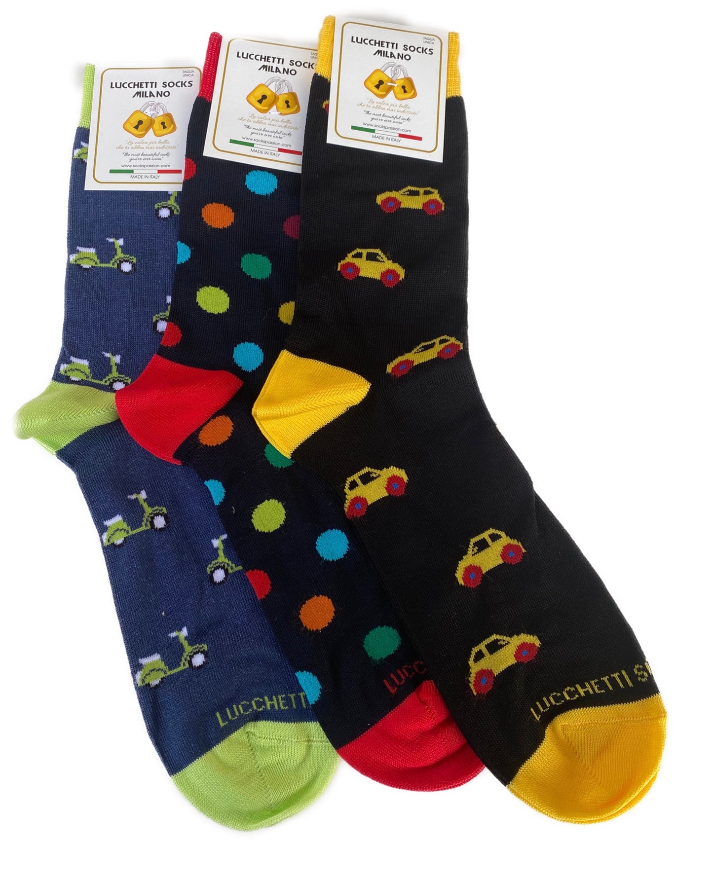 6 Paia Lucchetti Socks Milano Calze Uomo CORTE In Cotone Filo Di Scozia Elasticizzato Estive In Fantasia