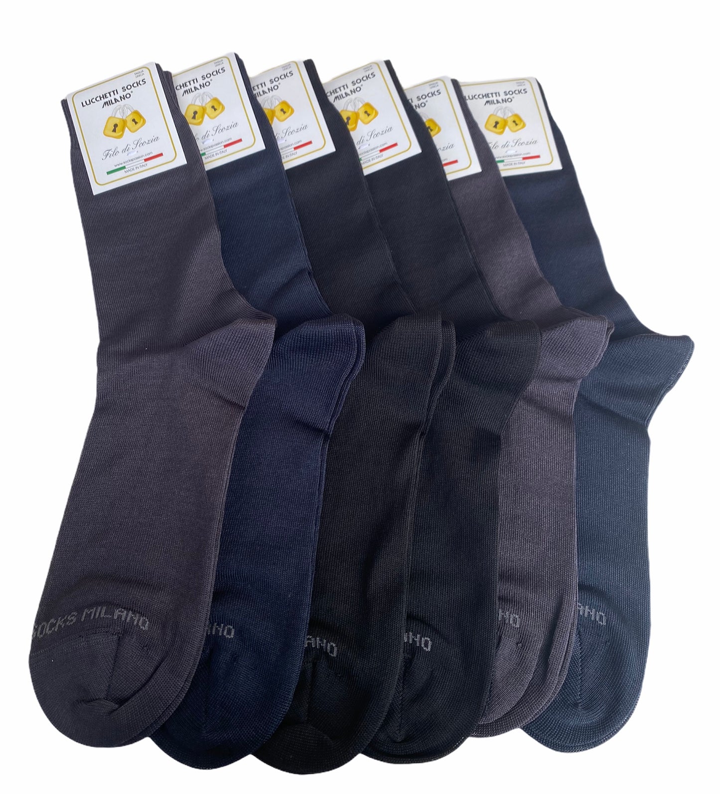 6 Paia Lucchetti Socks Milano Calze Uomo CORTE In Cotone Filo Di Scozia Elasticizzato Estive In Fantasia
