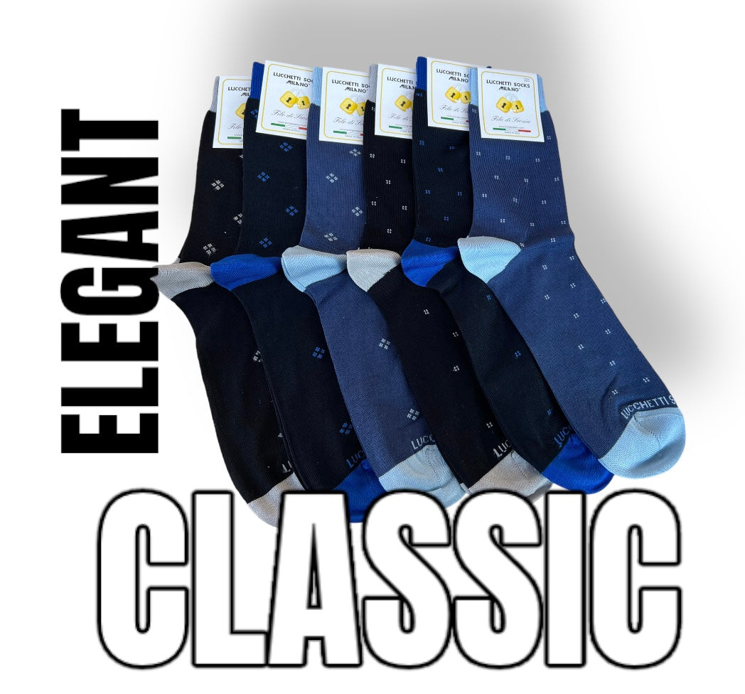 6 Paia Lucchetti Socks Milano Calze Uomo CORTE In Cotone Filo Di Scozia Elasticizzato Estive In Fantasia