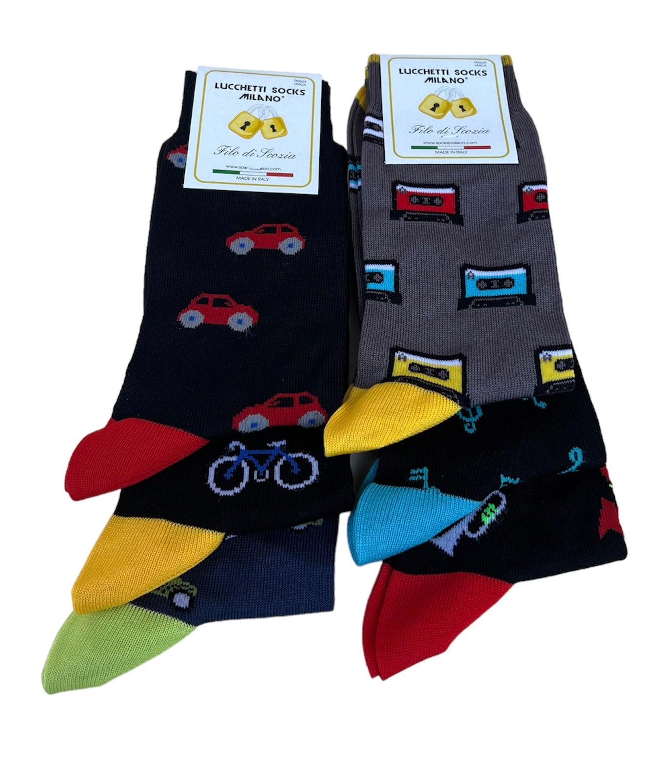 6 Paia Lucchetti Socks Milano Calze Uomo CORTE In Cotone Filo Di Scozia Elasticizzato Estive In Fantasia