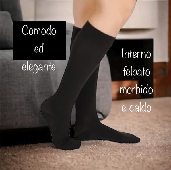 Lucchetti Socks Milano 3 Paia Gambaletti Termici Donna Invernali in Pile mIcrofibra Gambaletti Invernali Lunghi Calzettoni Calze Termiche Tempo Libero