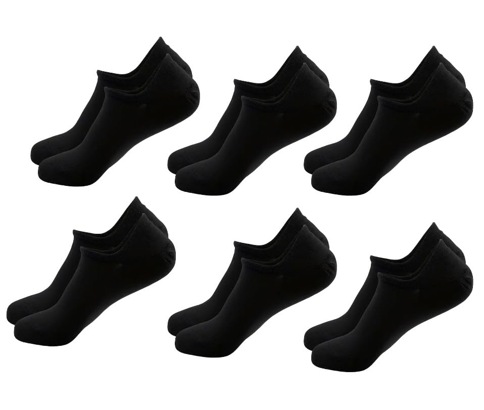 6 Paia Lucchetti Socks Milano Uomo Fantasmini Donna Cotone Nero Bianco Grigio Con Silicone Nel Tallone