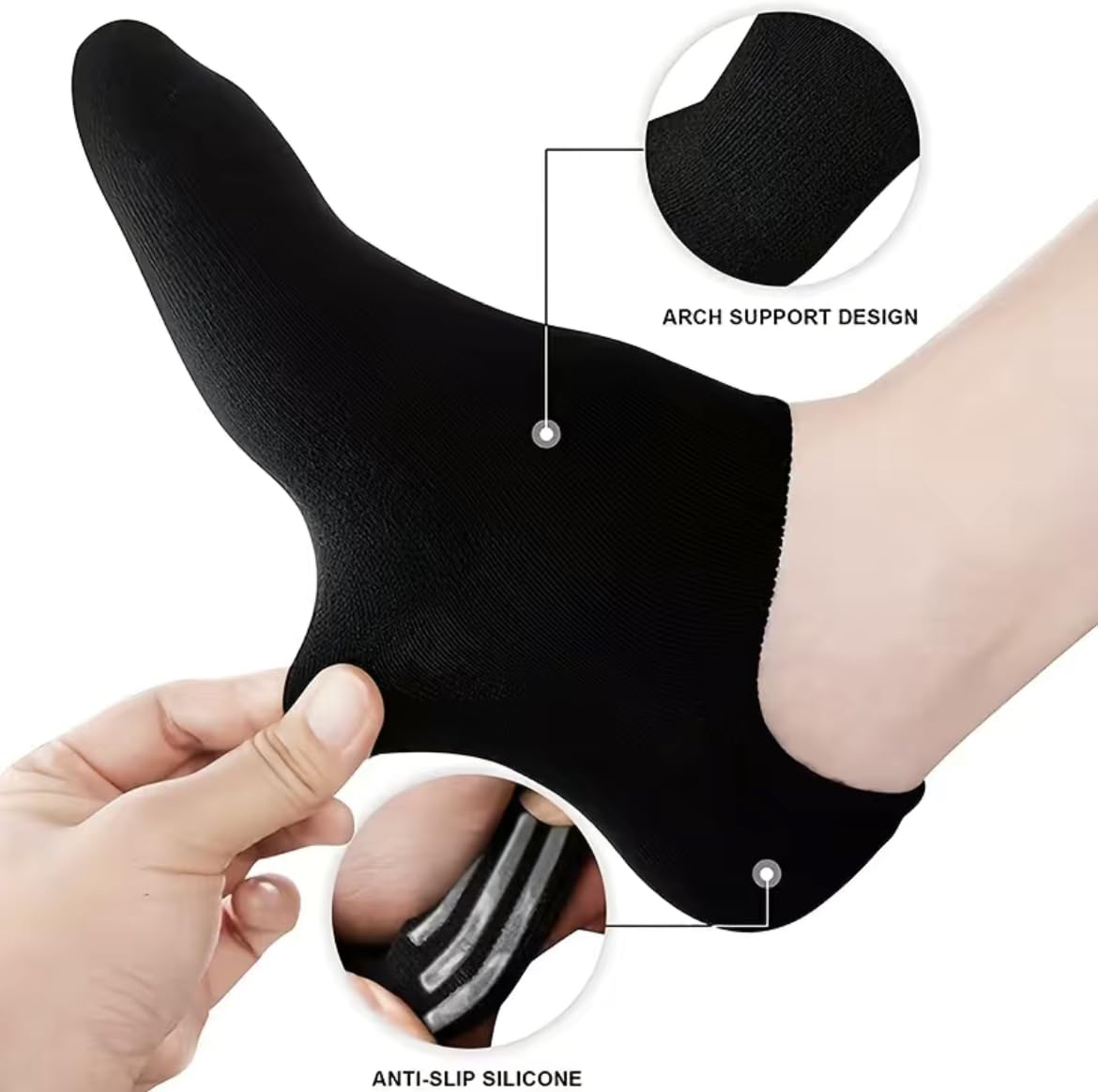 6 Paia Lucchetti Socks Milano Uomo Fantasmini Donna Cotone Nero Bianco Grigio Con Silicone Nel Tallone