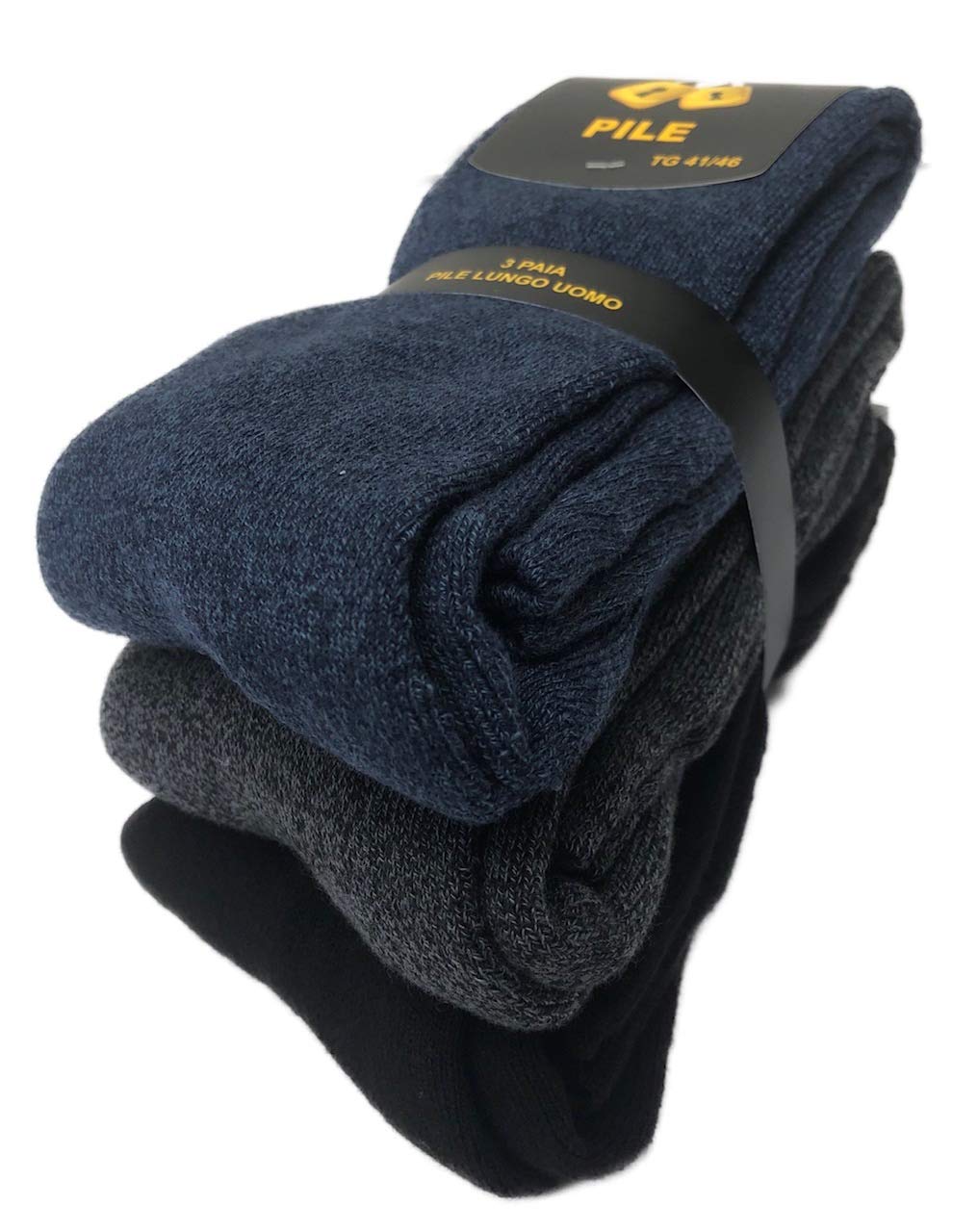 Lucchetti Socks Milano CALZE TERMICHE IN PILE LUNGHE SCI MONTAGNA PESANTI NERO BLU GRIGIO