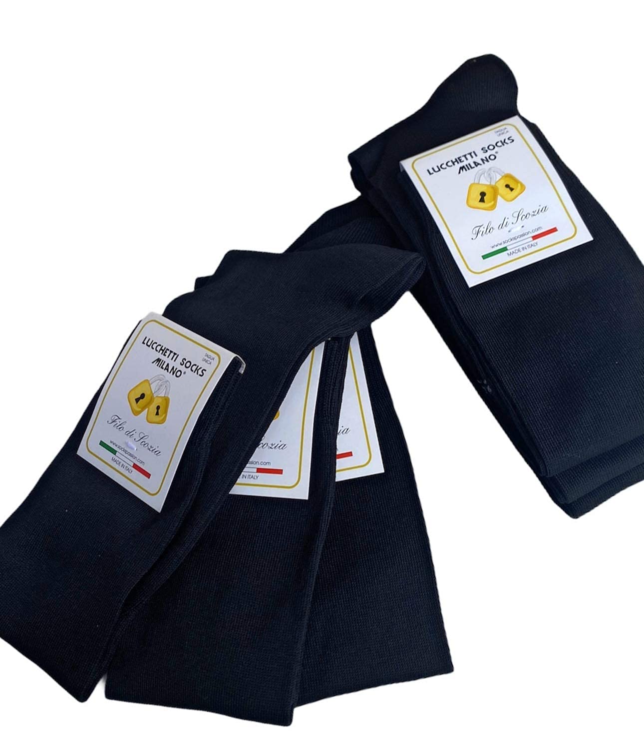 Calze Uomo Filo di Scozia Lunghe in Cotone Elasticizzato Estive Made in Italy Blu Nero Grigio 6 paia