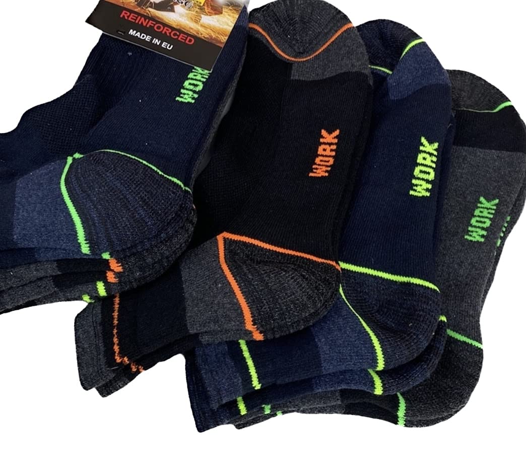 Lucchetti Socks Milano Calze da lavoro altezza caviglia cotone 6 PAIA rinforzate punta e tallone per scarpe antinfortunistiche alta resistenza