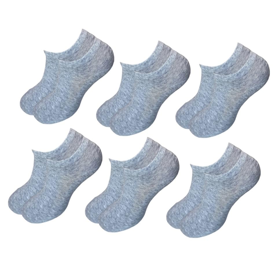 6 Paia Lucchetti Socks Milano Uomo Fantasmini Donna Cotone Nero Bianco Grigio Con Silicone Nel Tallone