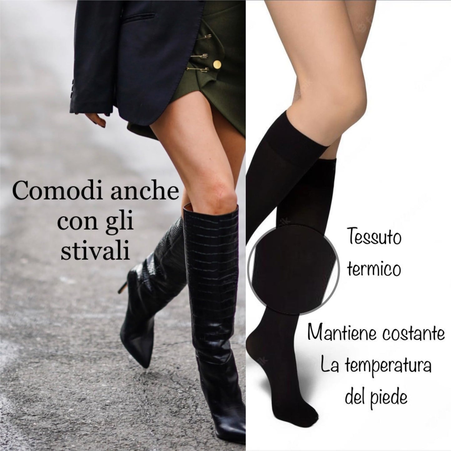 Lucchetti Socks Milano 3 Paia Gambaletti Termici Donna Invernali in Pile mIcrofibra Gambaletti Invernali Lunghi Calzettoni Calze Termiche Tempo Libero