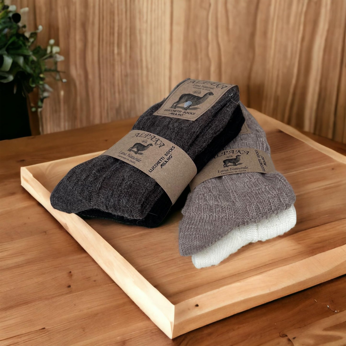 Lucchetti Socks Milano 4 PAIA calze CORTE in misto lana e ALPACA caldissime morbidissime MADE IN ITALY