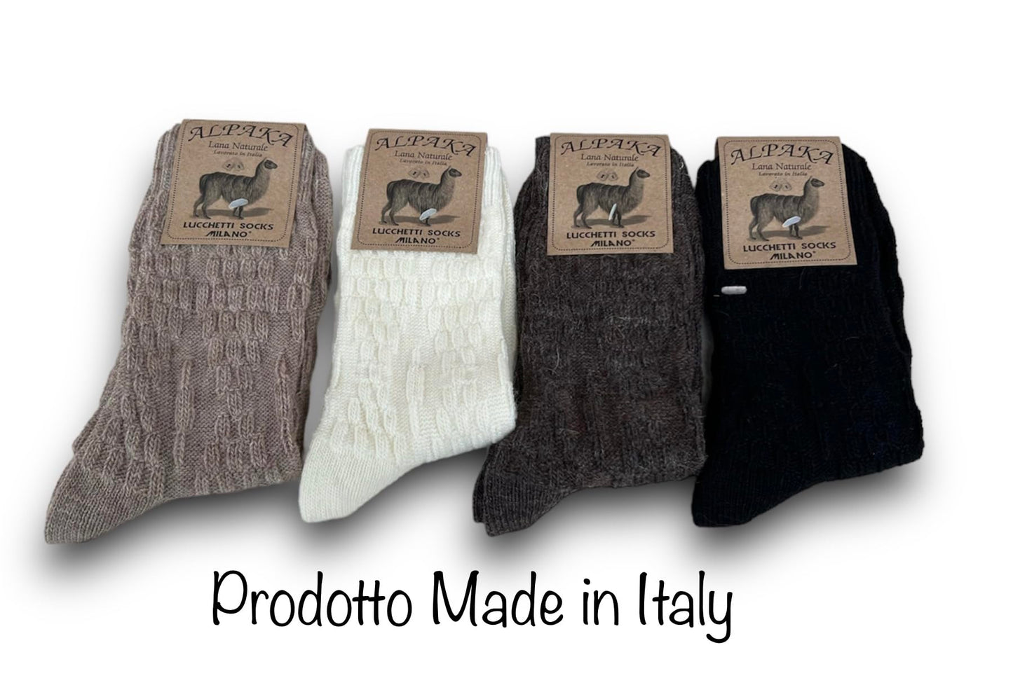 Lucchetti Socks Milano 4 PAIA calze CORTE in misto lana e ALPACA caldissime morbidissime MADE IN ITALY